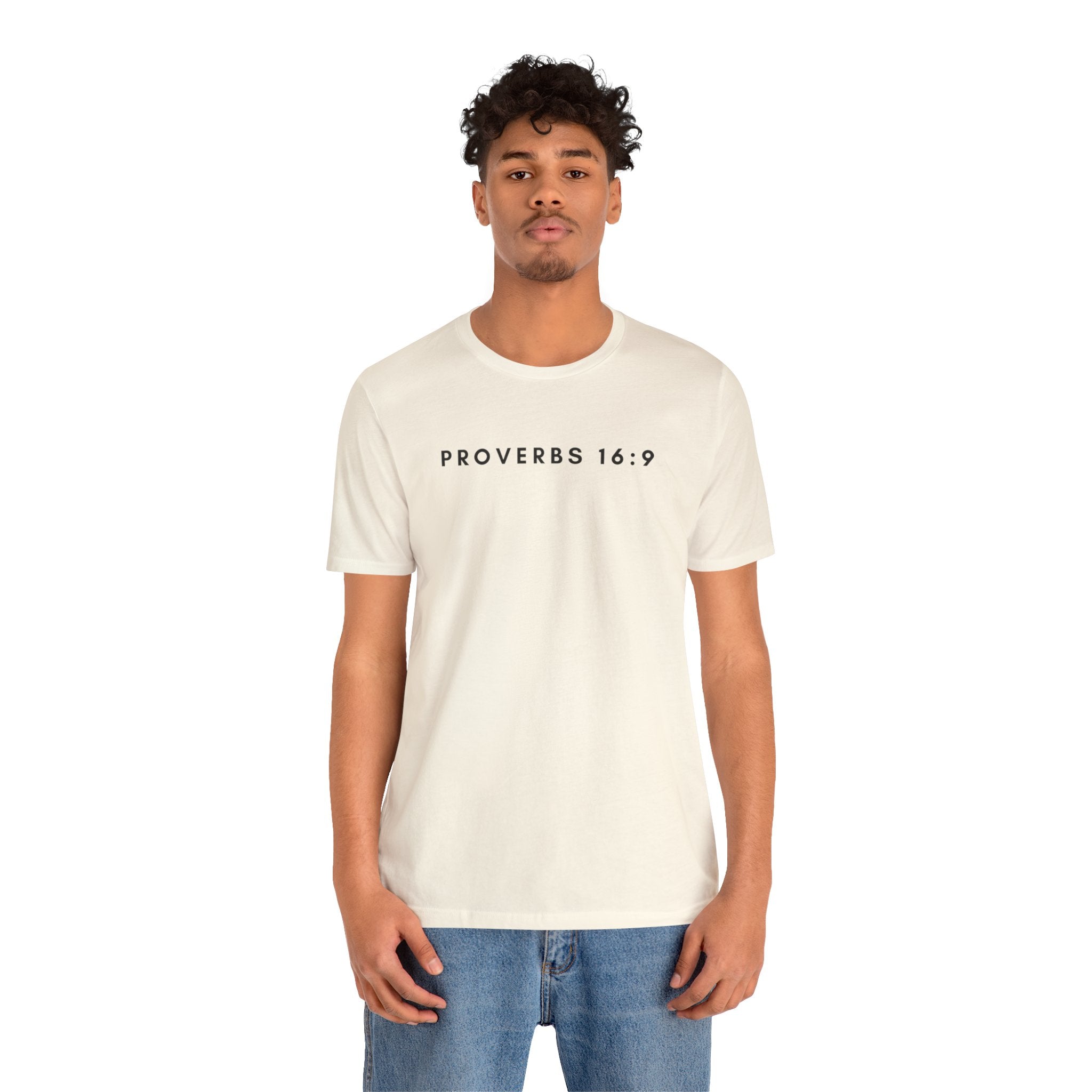 Proverbs 16:9 Tee (Black Text)