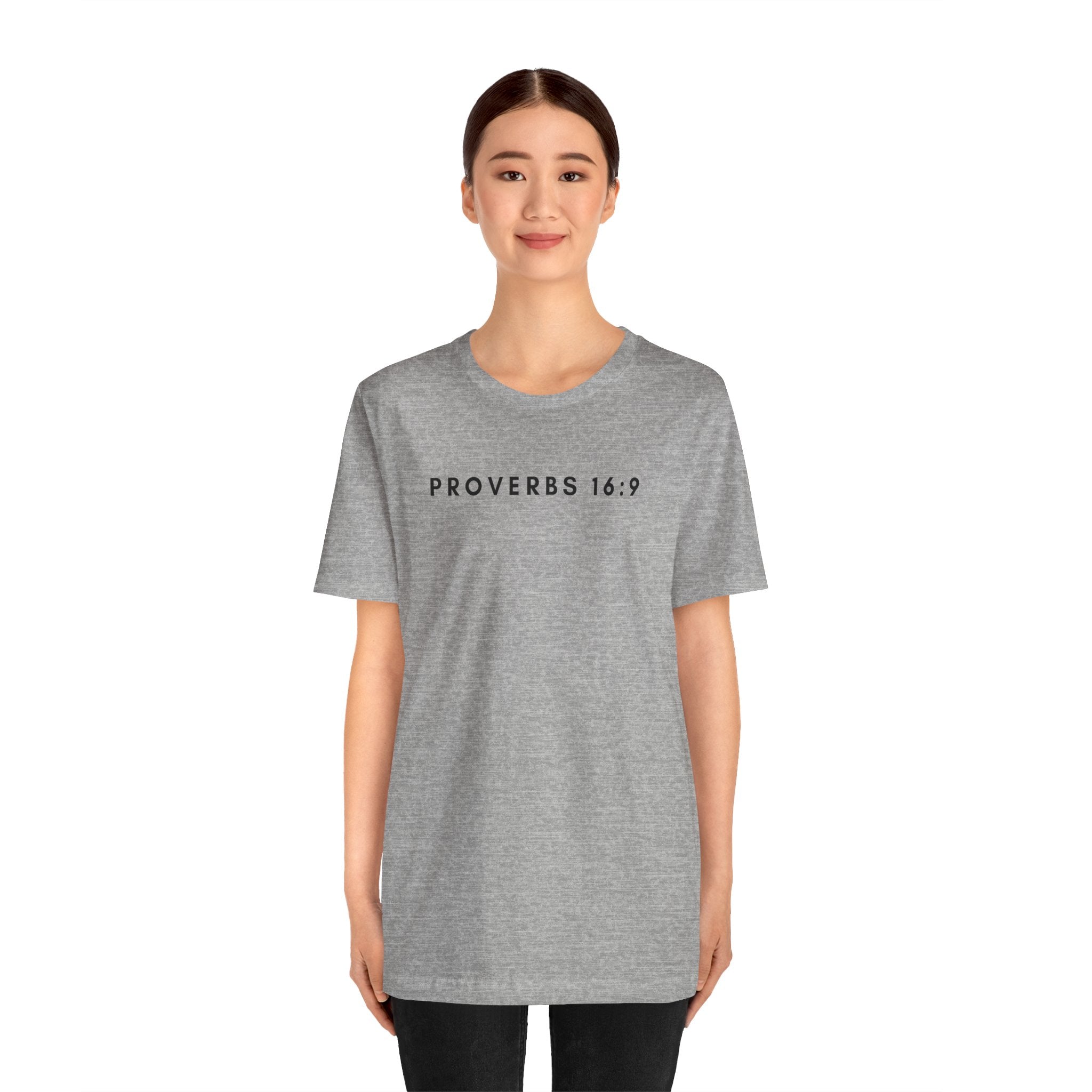 Proverbs 16:9 Tee (Black Text)