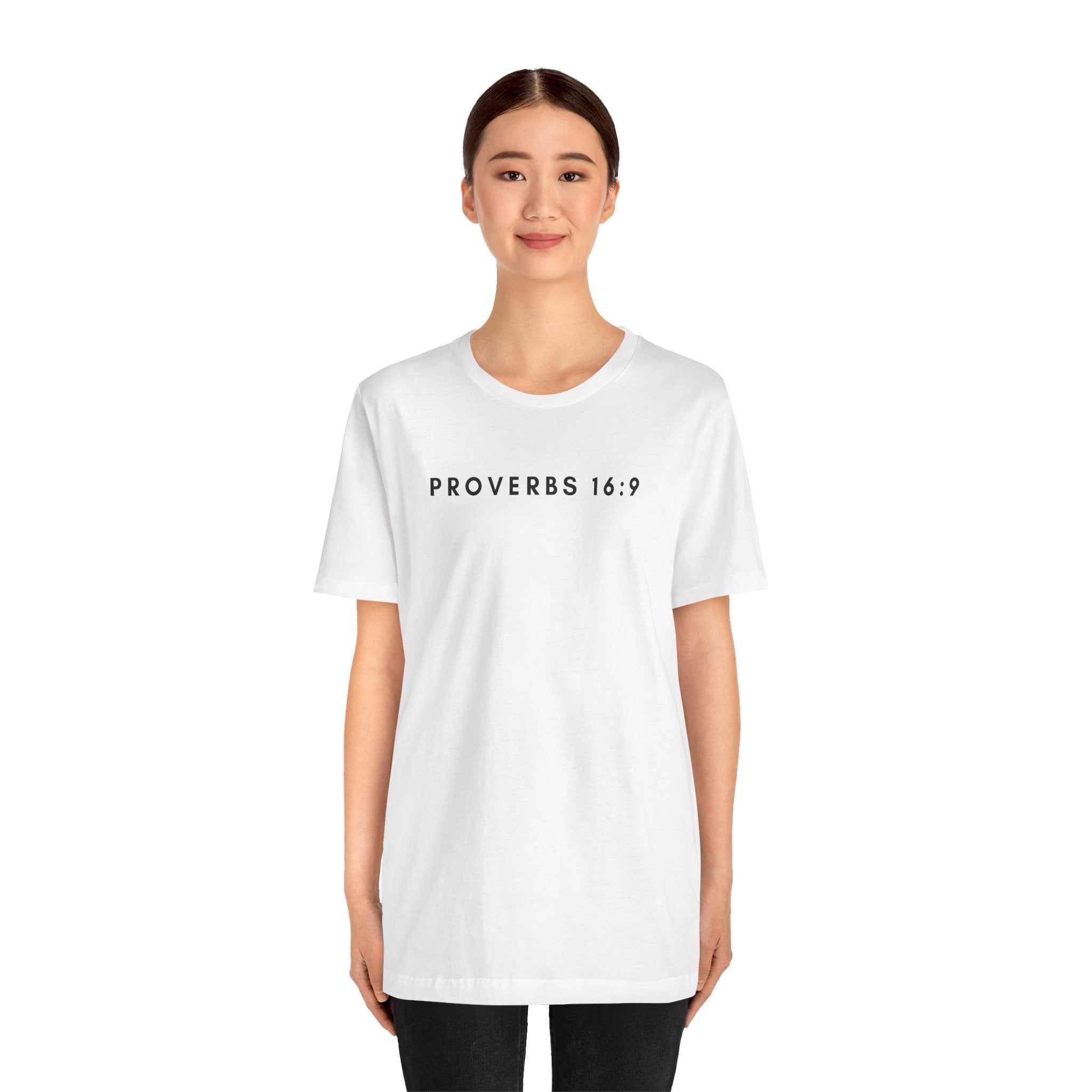 Proverbs 16:9 Tee (Black Text)