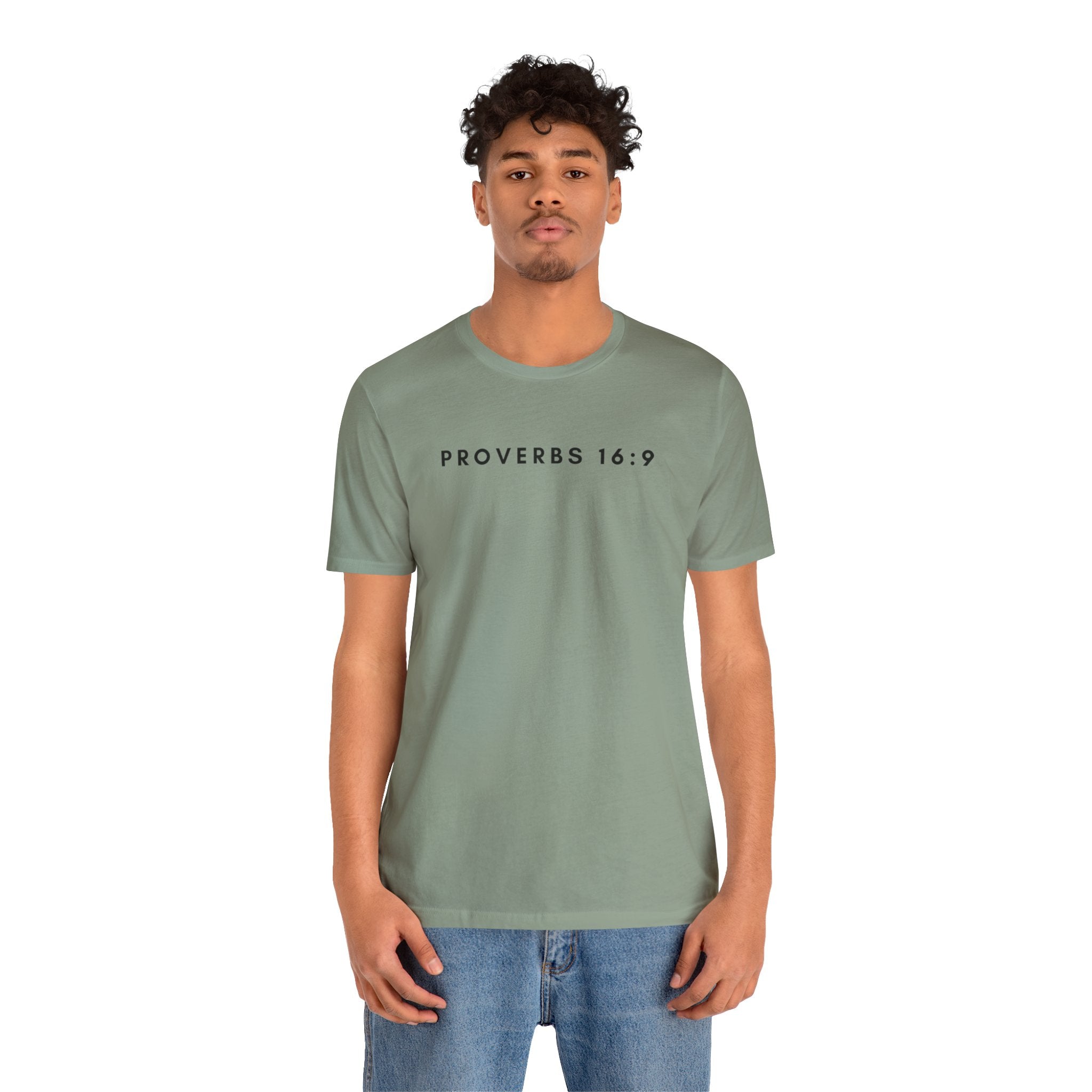Proverbs 16:9 Tee (Black Text)