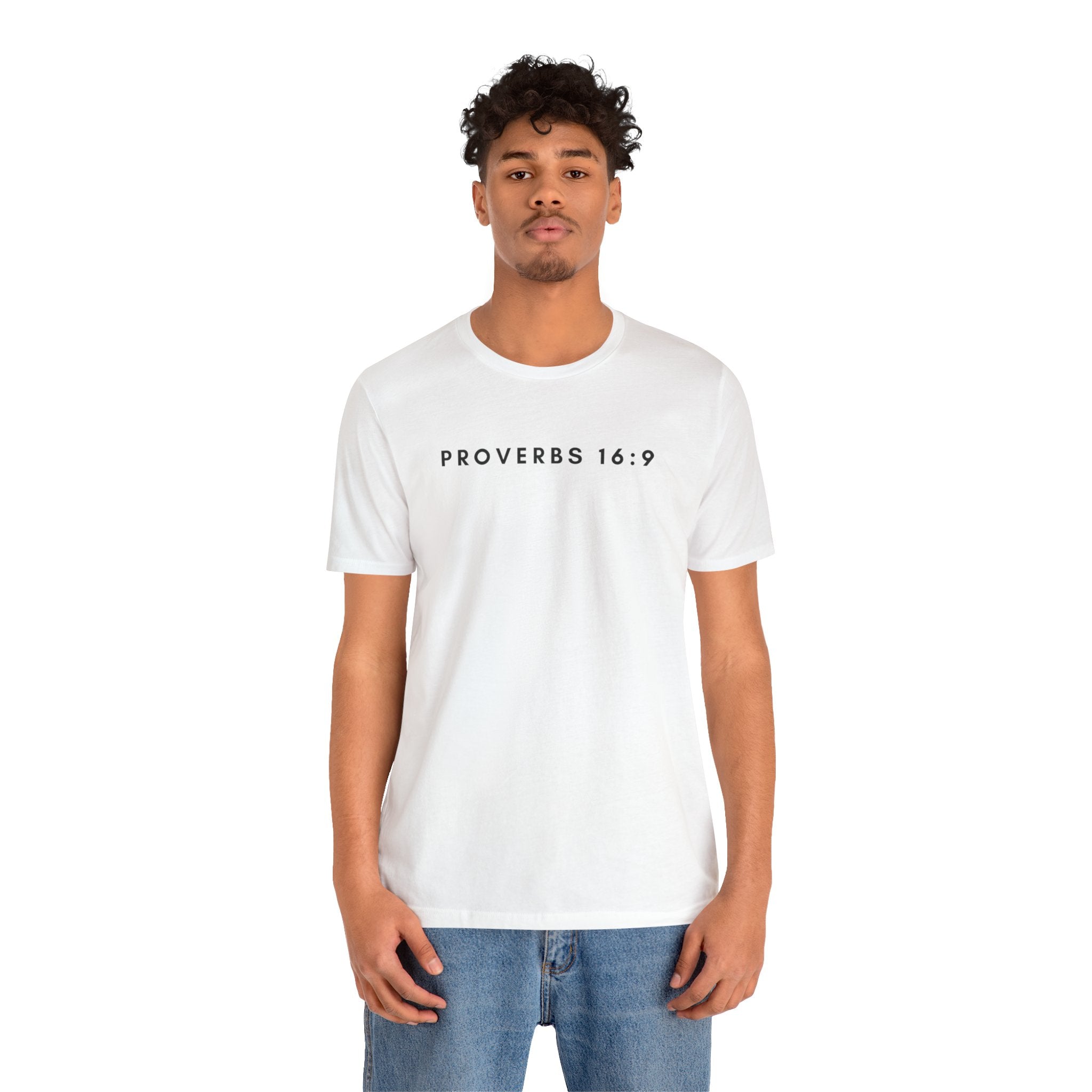 Proverbs 16:9 Tee (Black Text)