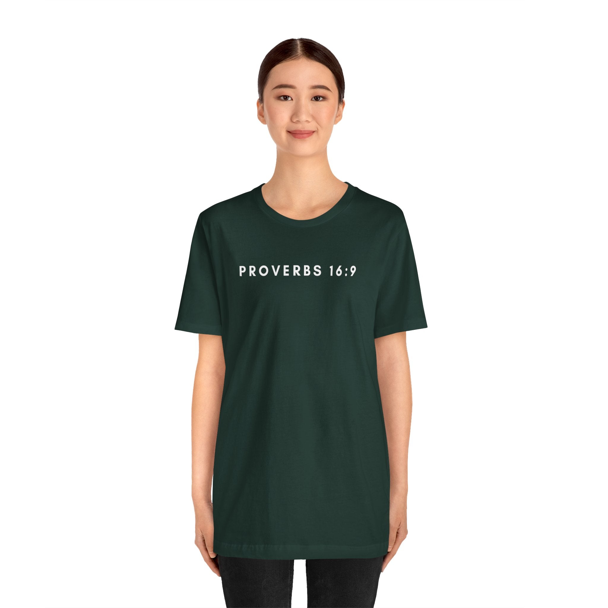 Proverbs 16:9 Tee (White Text)
