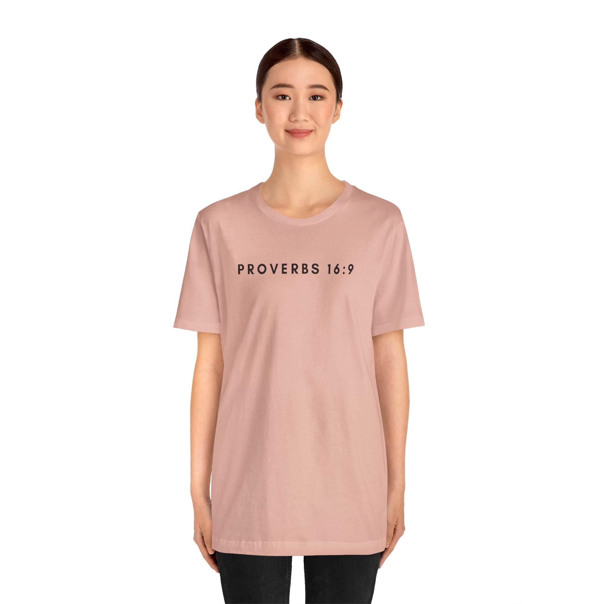 Proverbs 16:9 Tee (Black Text)