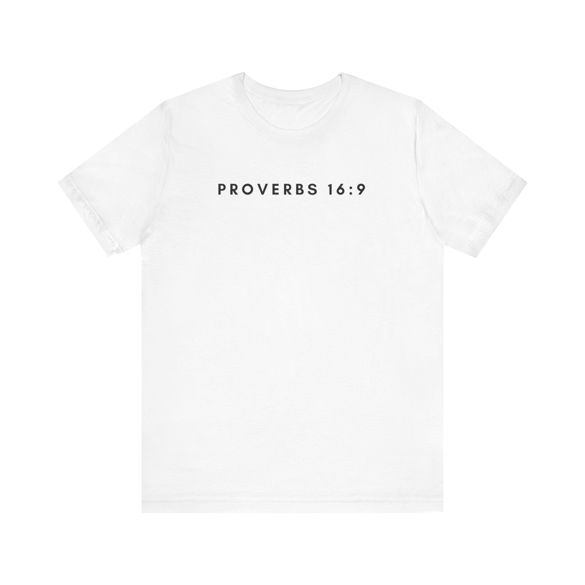 Proverbs 16:9 Tee (Black Text)