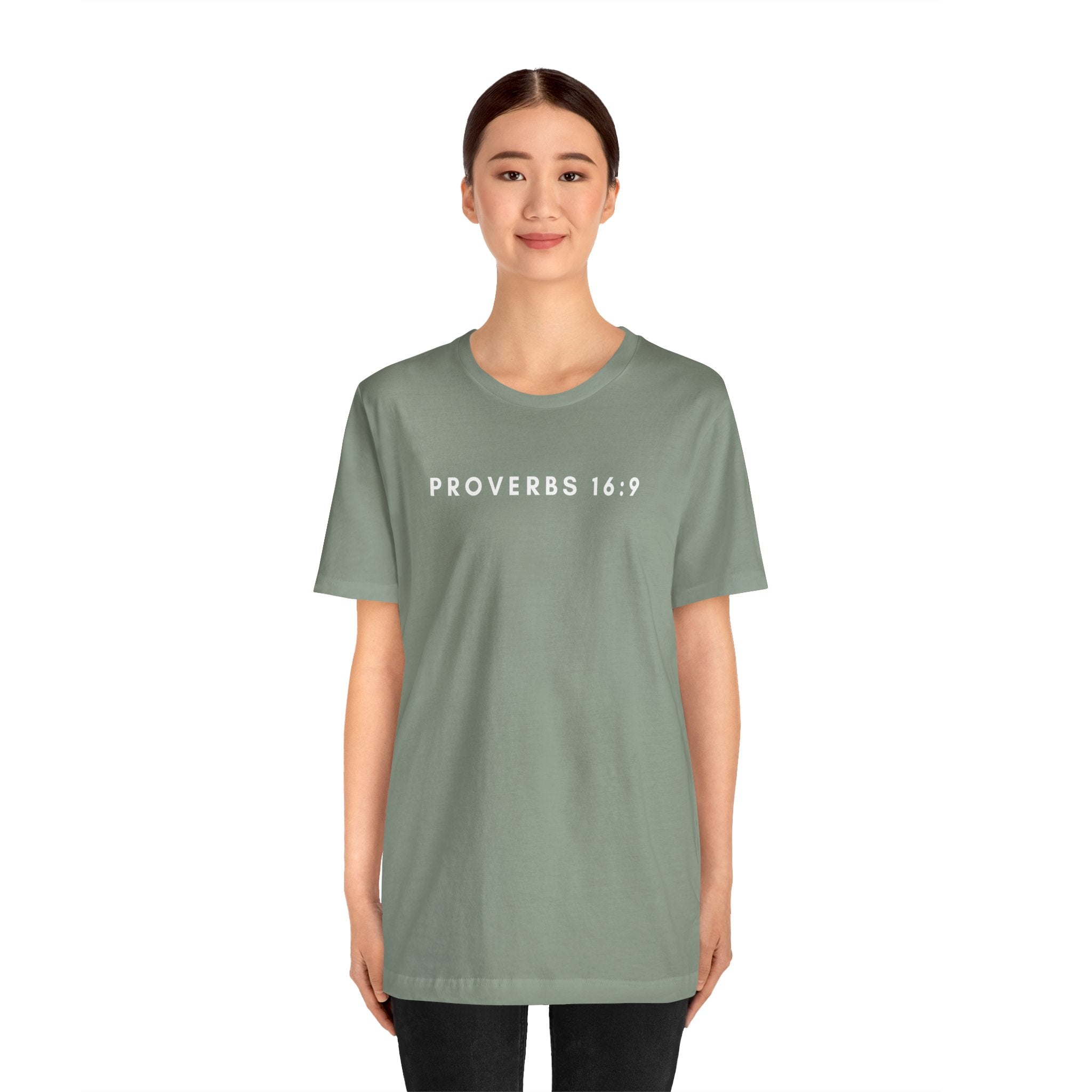 Proverbs 16:9 Tee (White Text)