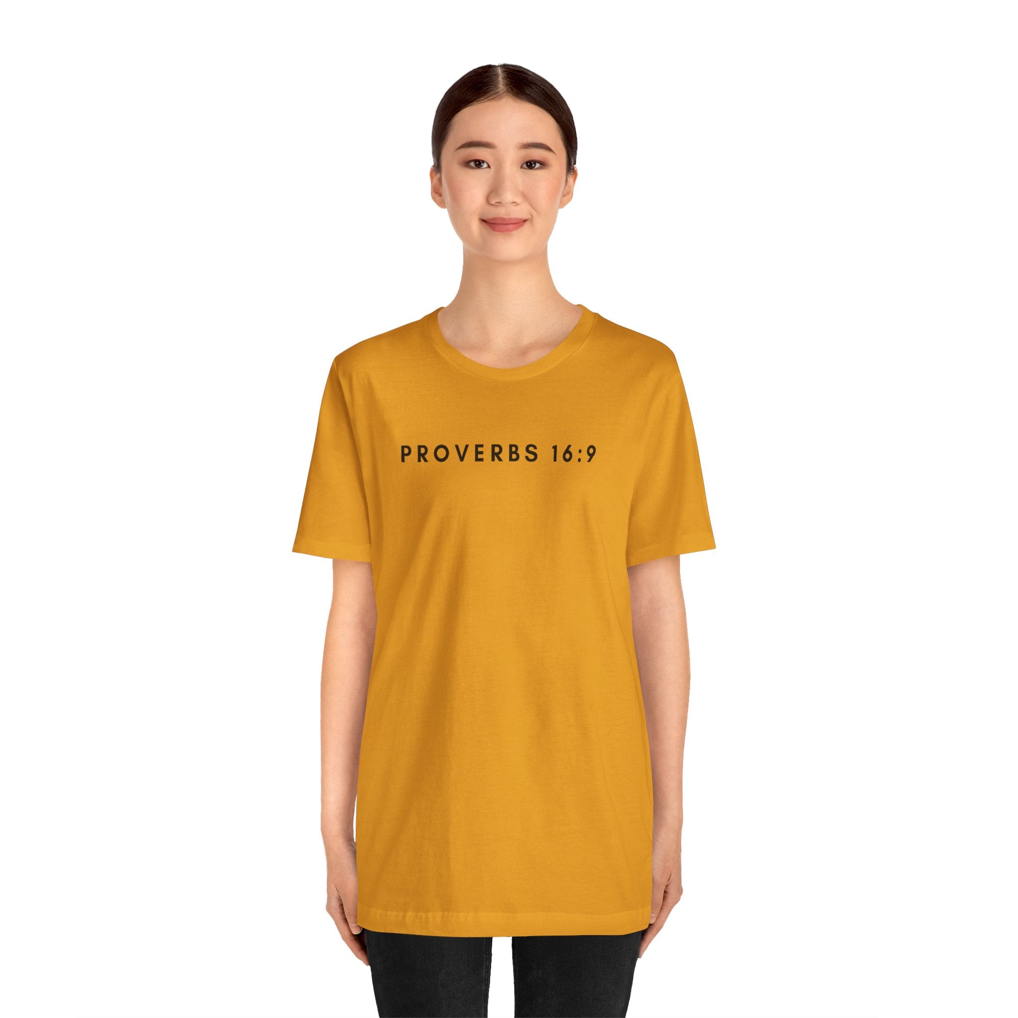 Proverbs 16:9 Tee (Black Text)