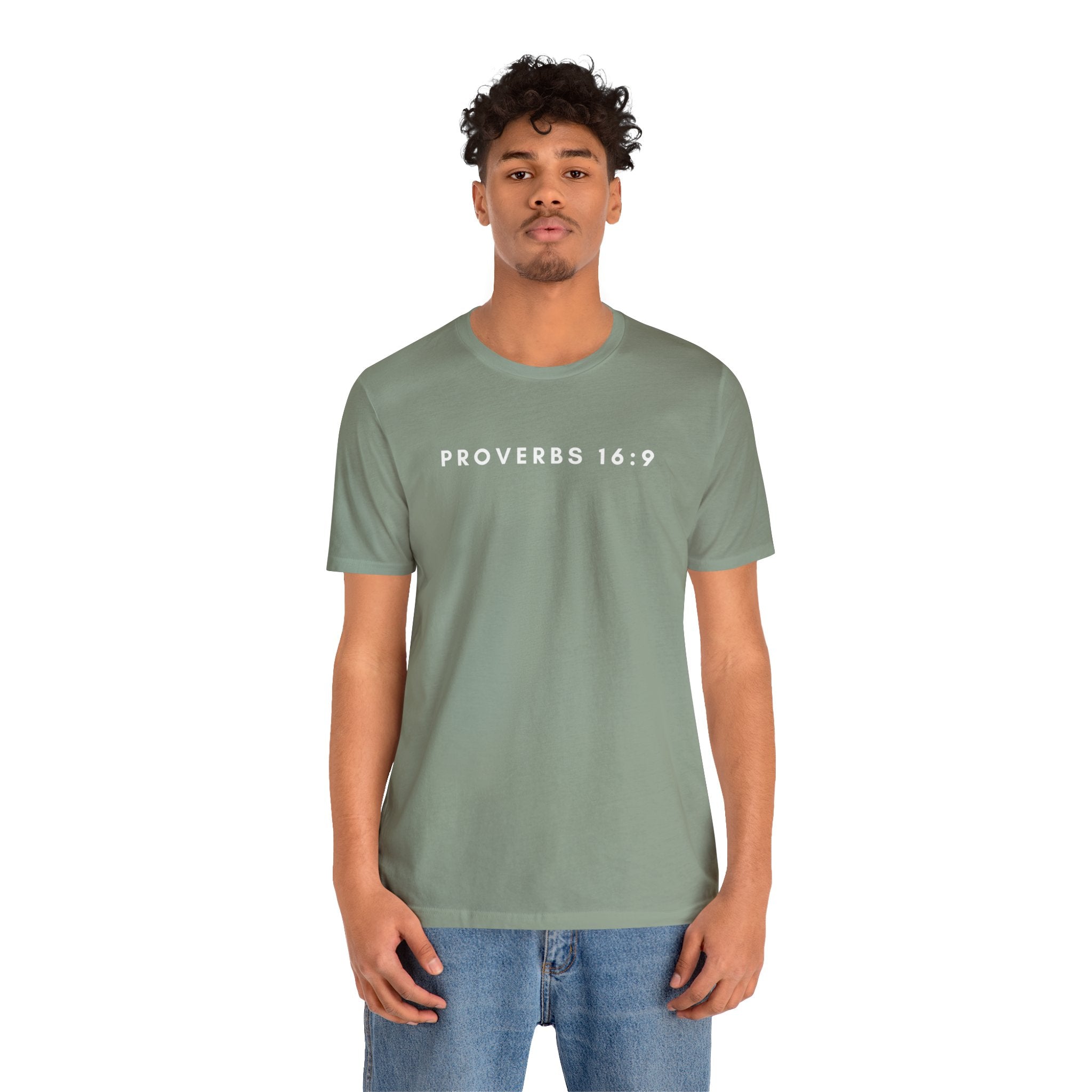 Proverbs 16:9 Tee (White Text)